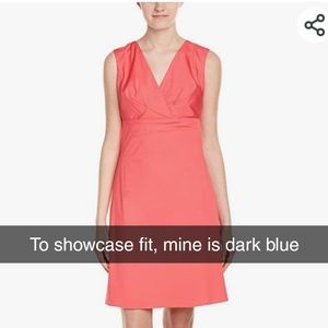 Elie Tahari Sonya Cotton Poplin Ruched-Front Sleeveless Blue Dress